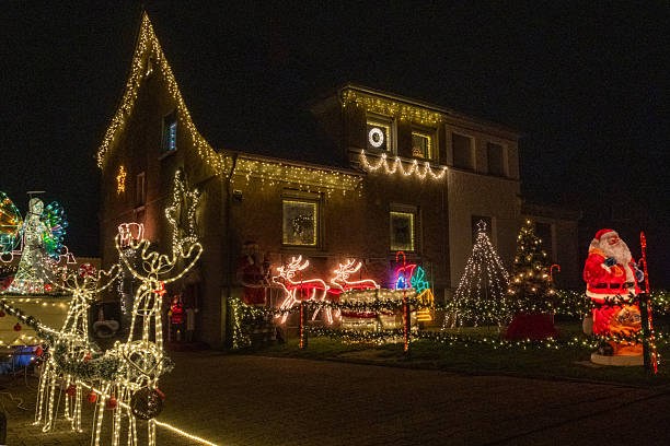 istock Christmas lights decorating a residential house in Werne, Germany 2253315464