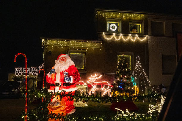 istock Christmas lights decorating a residential house in Werne, Germany 2253315472