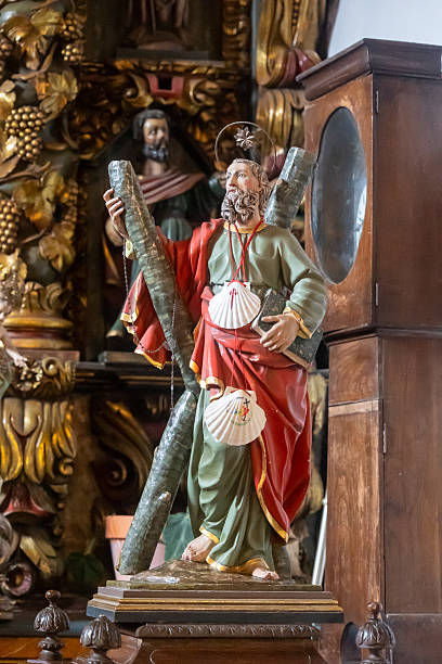 istock Saint andrew teixido statue holding cross and scallop shells 2253317765