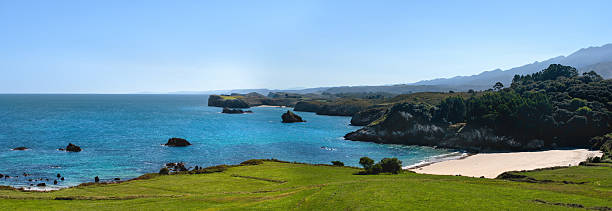 Panorama of Playa de Barro in the Bay of Biscay, Spain