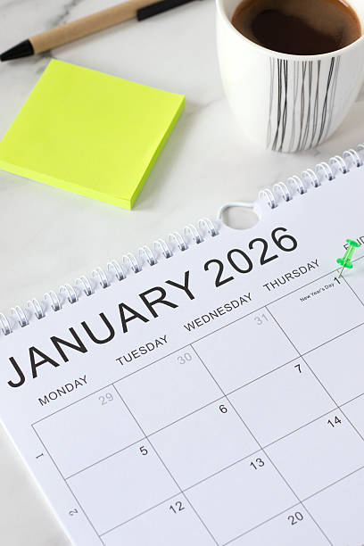 istock January first 2026 new year calendar date with a pin on white table with coffee cup and sticky notes 2253322022