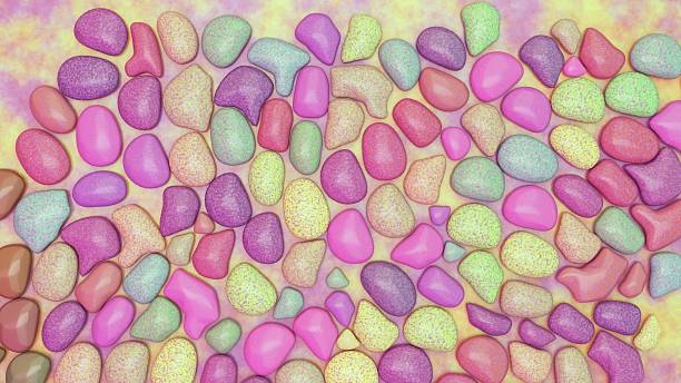 istock Colorful Pastel Pebble Pattern on Soft Yellow Background 2253329180
