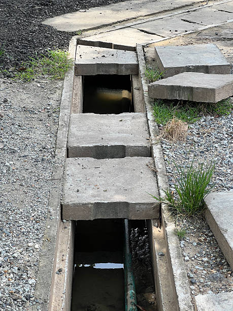 close up drain in nature garden