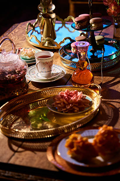 istock T trays with drinks and snacks on wooden table with reflections 2253334705