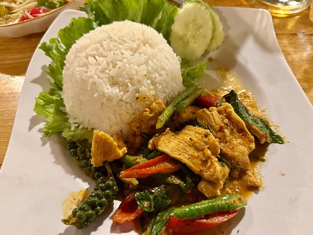 Thai food: red curry with rice