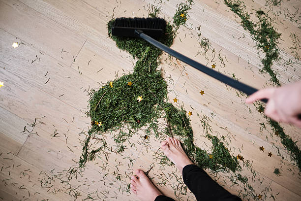 istock A broom that sweeps the needles from the Christmas tree. 2253340829