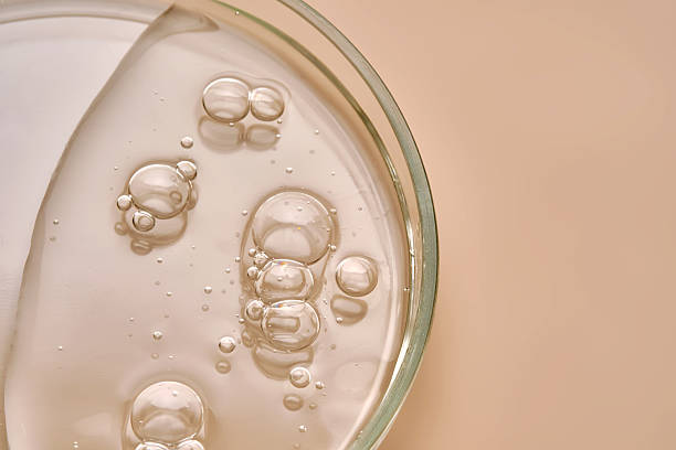 istock Petri dish with shower gel or shampoo with bubbles on beige background. 2253341014