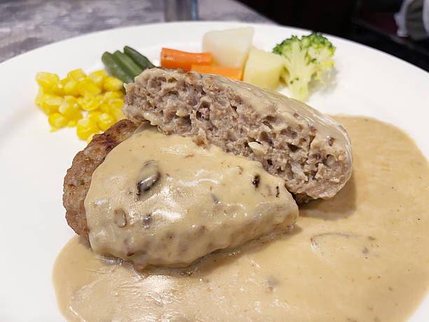 istock Hamburger steak topped with porcini cream sauce 2253341097