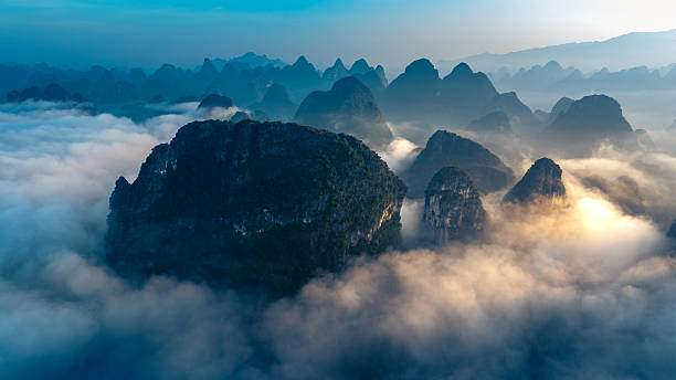 istock Guilin's mountains and waters are surrounded by curling clouds and mist 2253342131