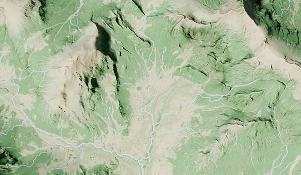 istock Aerial view, waterway, ground level, natural background, 3D illustration 2253344126