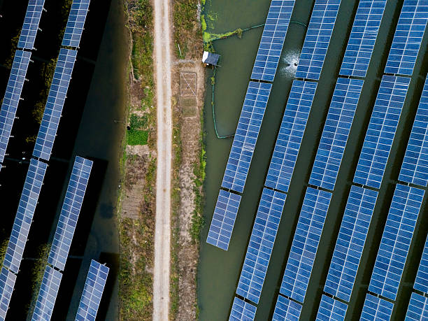 istock Solar panels on the lake 2253347644