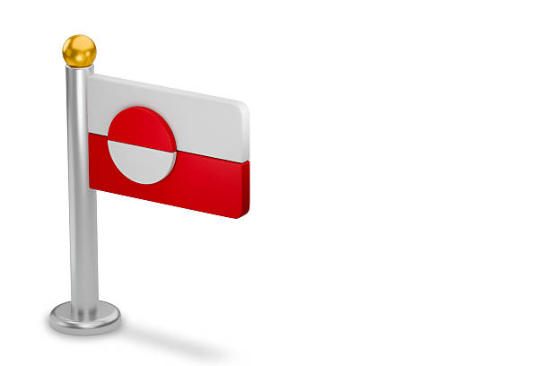 Greenland flag standing on a pole, symbolizing the nation and its regional identity. 3d rendering