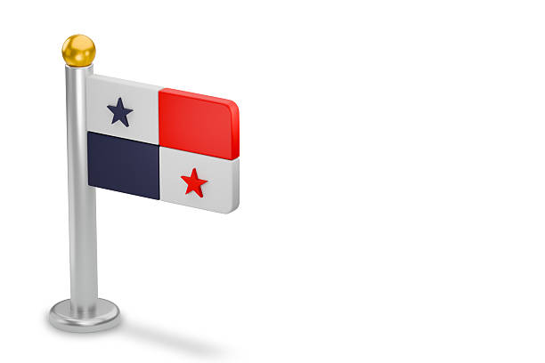 Panama country flag on flagpole representing national identity and sovereignty. 3d rendering