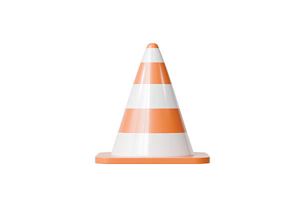 3d traffic cone icon. traffic control concept. minimal cartoon road safety work zone caution for navigation app ui. isolated on white transparent background. 3d render.