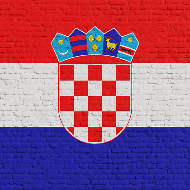 Brick Wall With Flag Of Croatia