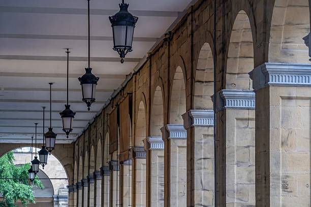 istock Historic Stone Arcades and Lanterns, City Architecture, San Sebastian 2253352913