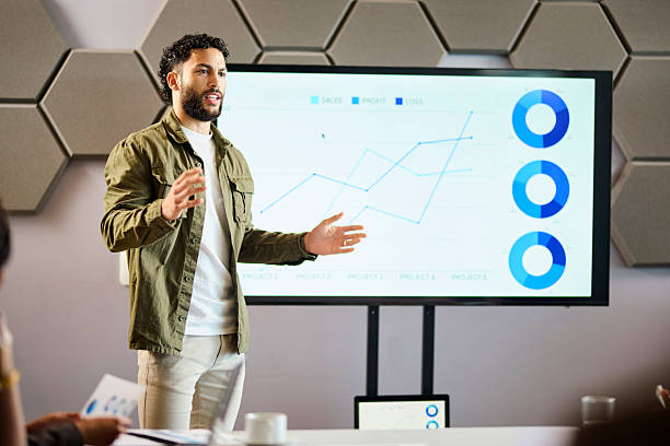 istock Confident Young Businessman Giving Data Presentation to Team 2253353802