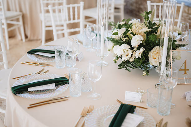 istock Wedding table with fresh flowers decoration. Forest / garden wedding 2253360764