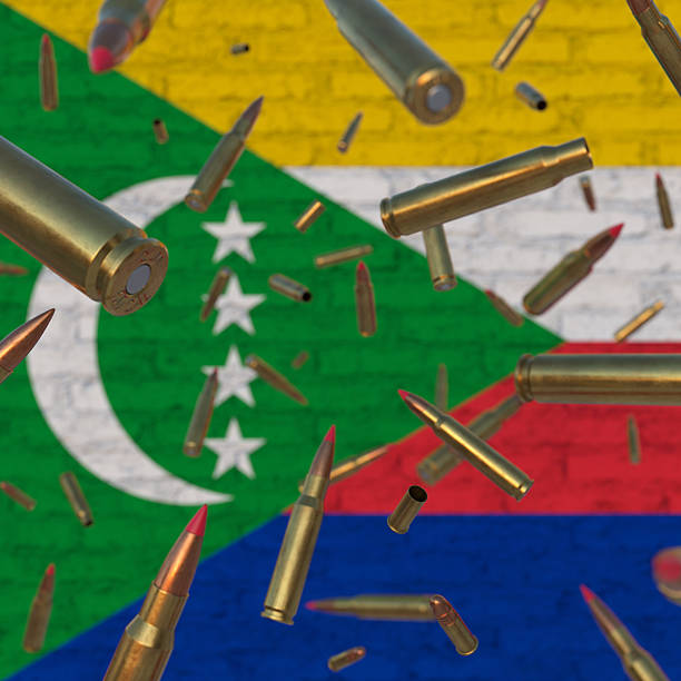 istock Falling Bullets in front of Comoros flag 2253365531