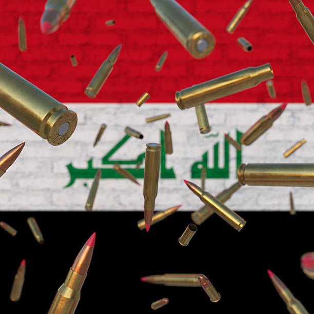 Falling Bullets in front of Iraq flag
