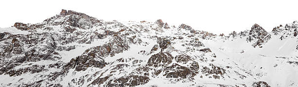 istock Panoramic snowy mountain ridge isolated on white background 2253368058