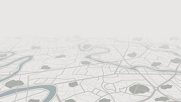 istock Perspective city map landscape with rivers and parks in soft tones. 2253372150