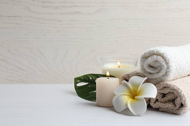 istock Beautiful spa composition in spa room on the table 2253377102