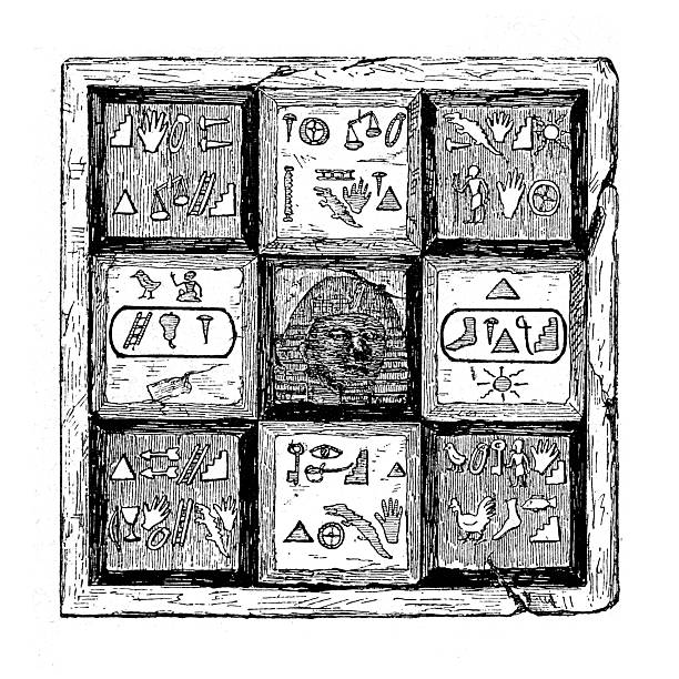 istock Ancient Egyptian hieroglyphs and symbols on a square tablet – 19th-century engraving 2253386118