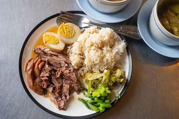Thailand stewed pork knuckle with egg and rice