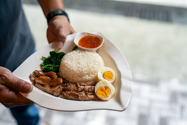 Thailand stewed pork knuckle with egg and rice