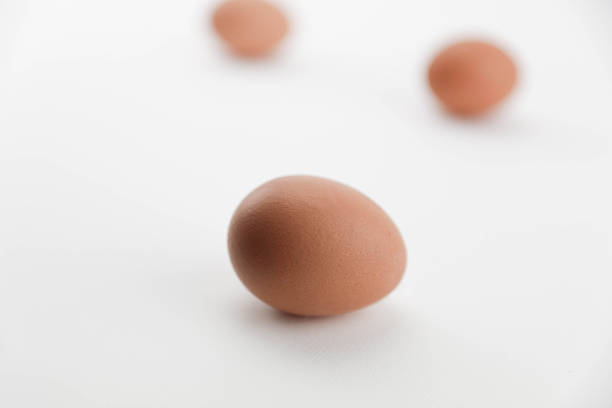 Fresh Brown Eggs Neatly Packed in Pink Plastic Carton - Isolated on White Background