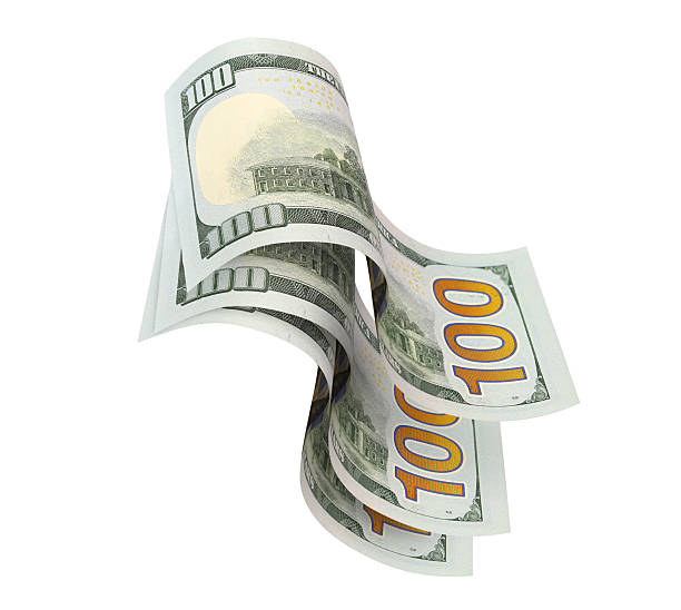 istock Flying hundred dollar bills, isolated on transparent cutout background 2253404530