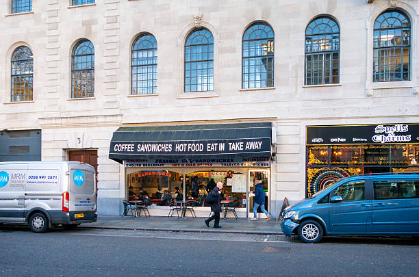 A typical sandwich shop cafe in Duncannon Street, Central London.