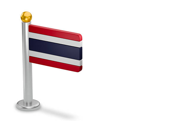 Thailand national flag on a desk pole representing the country and identity. 3d rendering