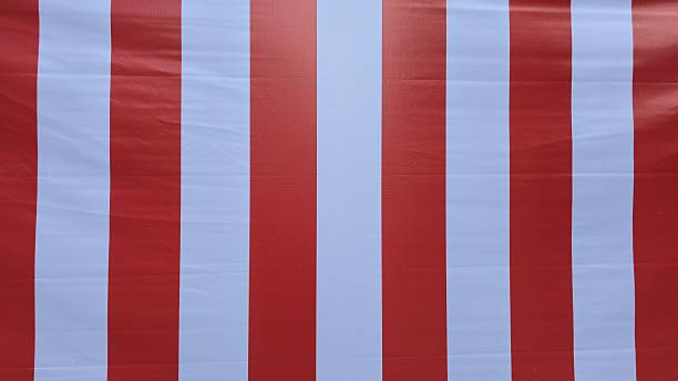 istock Close-up of vibrant red and white vertical striped canvas texture. 2253410573