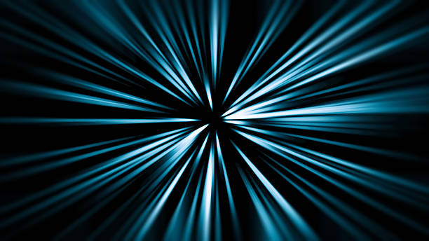 istock Abstract Blue Light Speed Burst on Black Background, Futuristic Technology Motion 2253414074