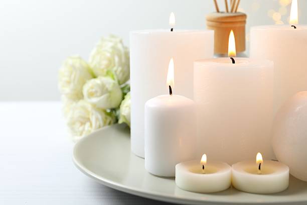 istock Beautiful composition with candles on the table 2253415160
