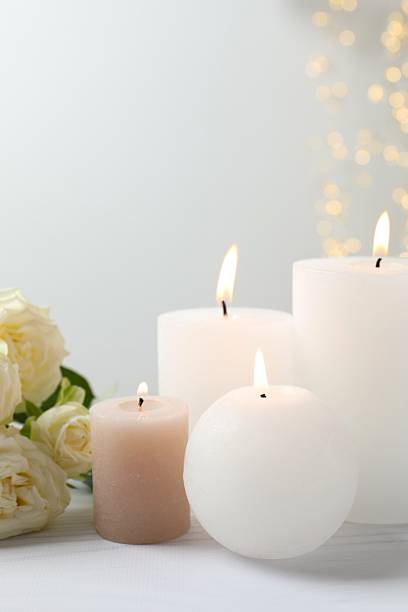 istock Beautiful composition with candles on the table 2253415166