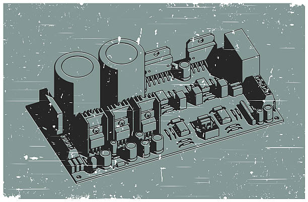 Retro poster style amplifier board vector illustration