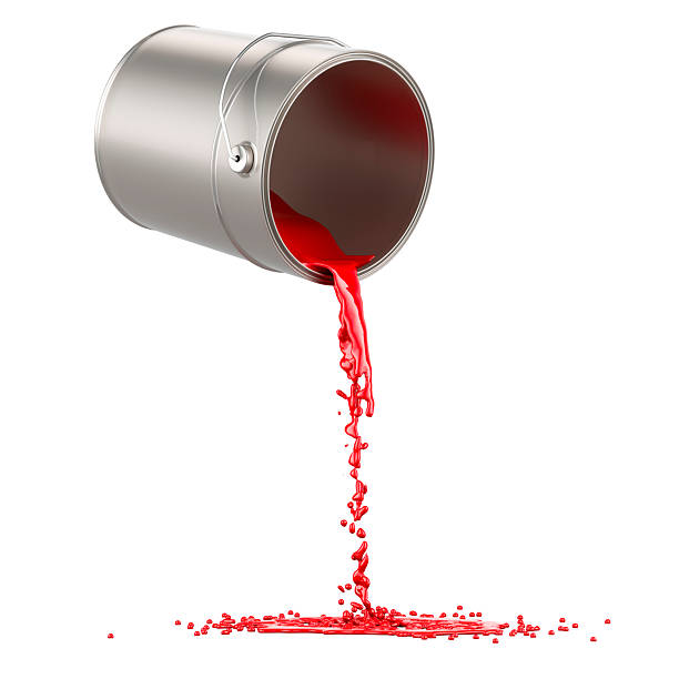 istock Red paint splashing out of can, 3D rendering 2253416623