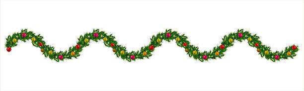 istock Vector realistic Christmas garland with gold and red baubles. 2253421634