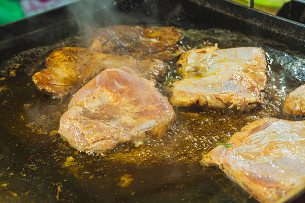 Grilled Chicken Breast Fillet on Grill Pan.