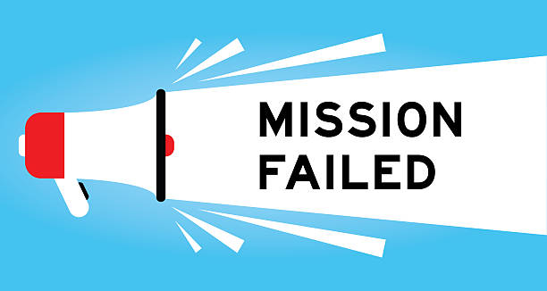 istock Color megaphone icon with word mission failed in white banner on blue background 2253437866