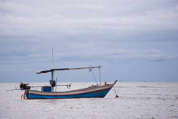 fishing boats are anchored at sea