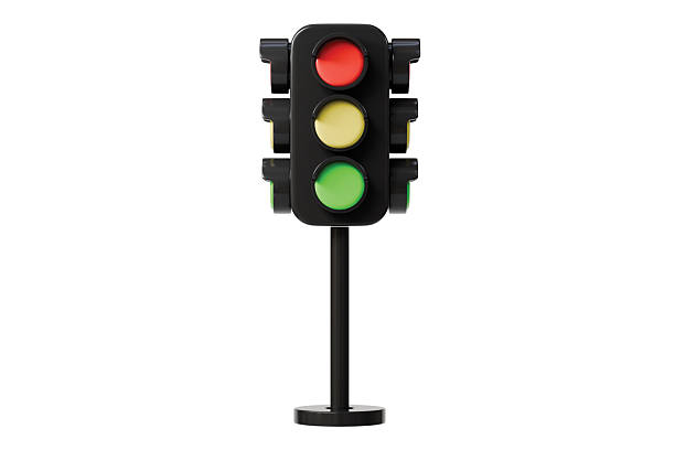 istock 3d traffic light pole icon. traffic control concept. minimal cartoon stop go signal intersection for navigation app ui. isolated on white transparent background. 3d render. 2253441089