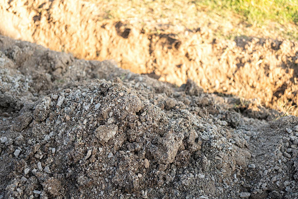 istock Soil bulk at that excavated at construction building site. 2253443607
