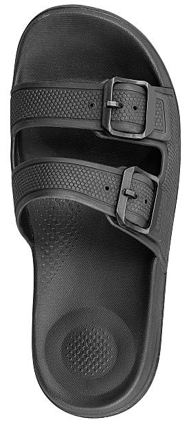 istock Black slipper shoe isolated on white background with clipping path 2253444327
