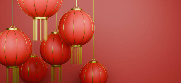 istock Chinese New Year panoramic banner with red lanterns background. 2253460128