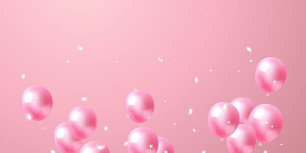 istock Beautiful pink 3D balloons illustration background vector banner template 2253460275