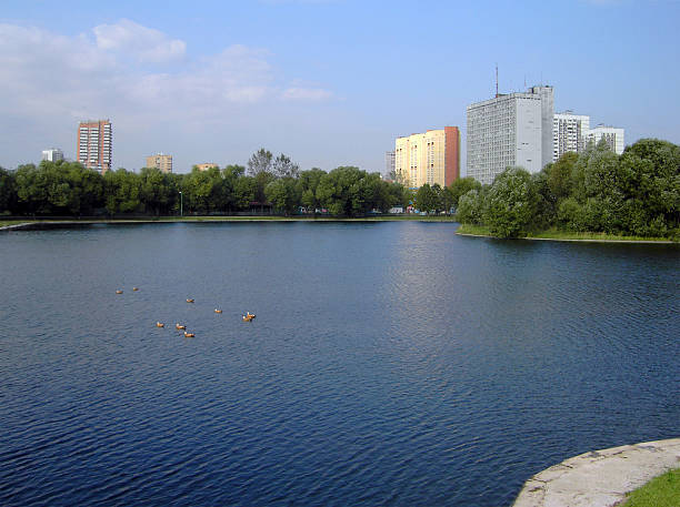 summer in city park at august